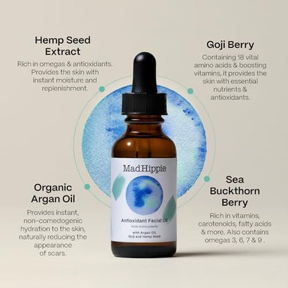 Mad Hippie Antioxidant Facial Oil 1.02 oz - Hydrating Face Oil with Organic Argan Oil & Vitamin C for Women & Men Avelisse