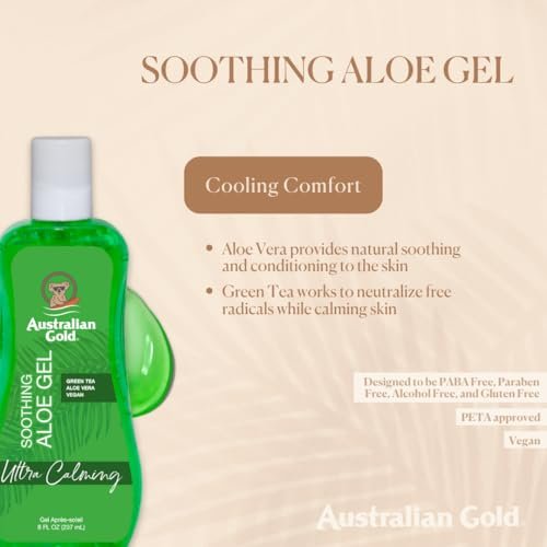 Australian Gold Soothing Aloe Vera After Sun Gel - Relieves Sunburn Pain and Hot Itchy Skin, 8 oz - görsel 4