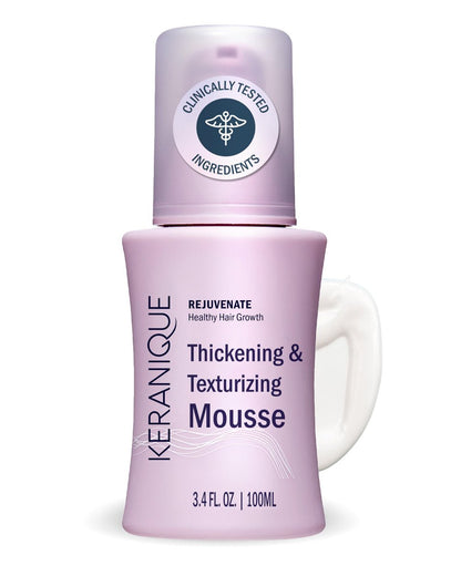 Keranique Volumizing Hair Mousse for Women – Lightweight Thickening & Anti-Frizz Foam – Long-Lasting Hold for Fine, Straight, Wavy & Curly Hair – Non-Sticky, Non-Greasy – 3.4 Fl Oz Avelisse