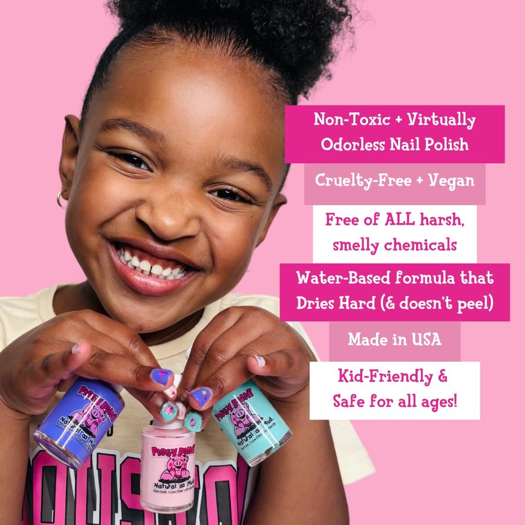 Piggy Paint Make It Last Basecoat + Shine Topcoat Set - Non-Toxic, Water-Based Nail Polish for Kids - görsel 10
