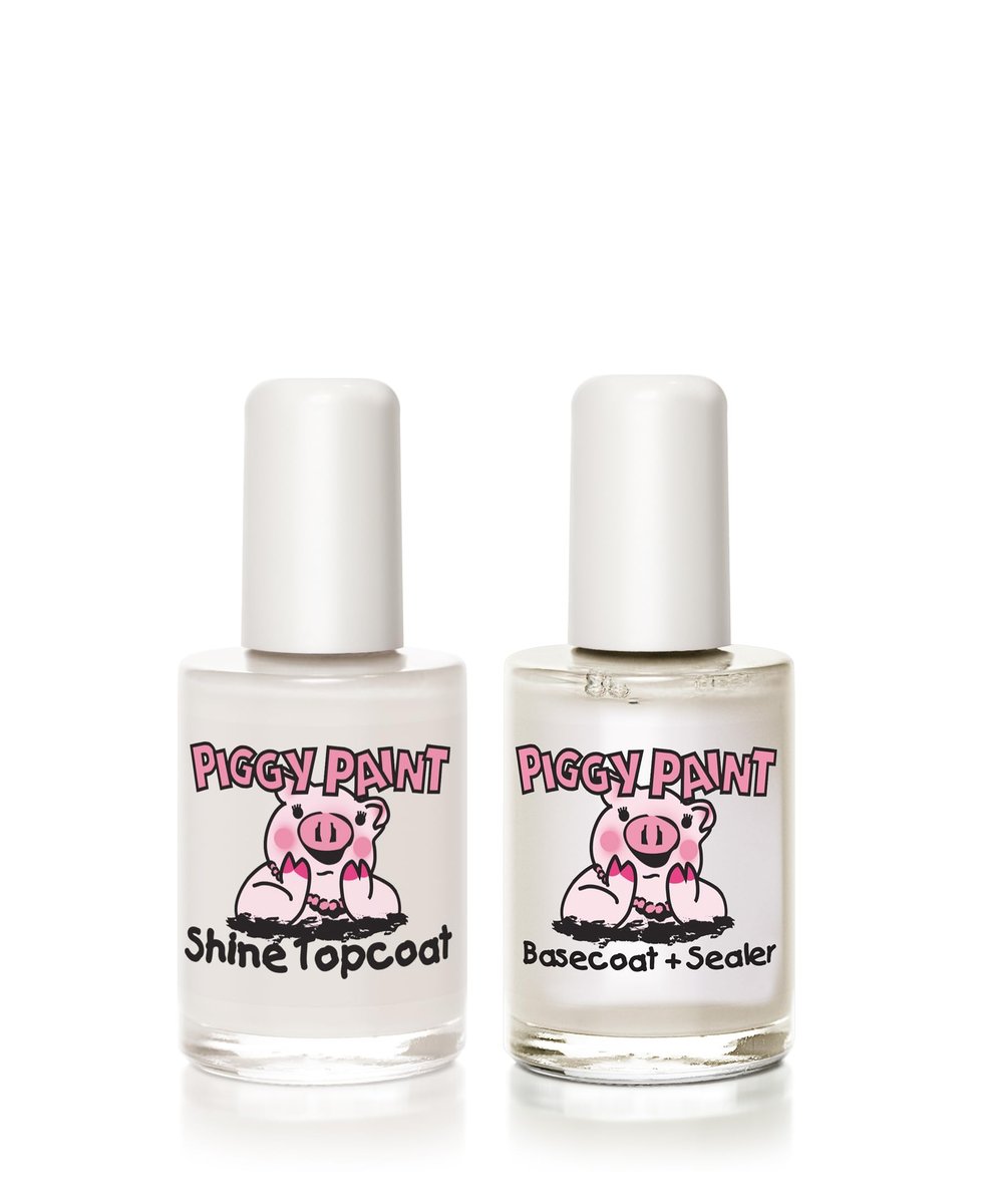 Piggy Paint Make It Last Basecoat + Shine Topcoat Set - Non-Toxic, Water-Based Nail Polish for Kids - görsel 4