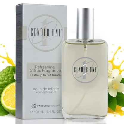Gender One Eau de Toilette Spray for Men & Women - Fresh Citrus & Green Tea Scent with Bergamot, Cardamom, Jasmine & Musk, Long-Lasting Unisex Perfume, 3.4 Fl Oz