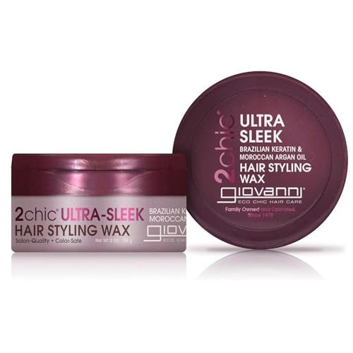 GIOVANNI 2chic Ultra Sleek Hair Styling Wax - Brazilian Phyto-Keratin & Moroccan Argan Oil, Strong Hold, Anti-Frizz, No Parabens, Color Safe - 2 oz Avelisse