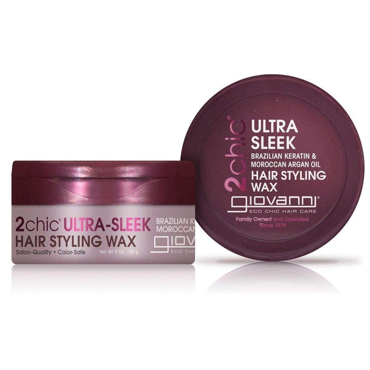 GIOVANNI 2chic Ultra Sleek Hair Styling Wax - Brazilian Phyto-Keratin & Moroccan Argan Oil, Strong Hold, Anti-Frizz, No Parabens, Color Safe - 2 oz Avelisse