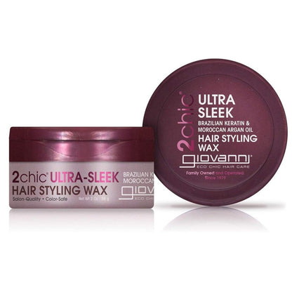 GIOVANNI 2chic Ultra Sleek Hair Styling Wax - Brazilian Phyto-Keratin & Moroccan Argan Oil, Strong Hold, Anti-Frizz, No Parabens, Color Safe - 2 oz Avelisse