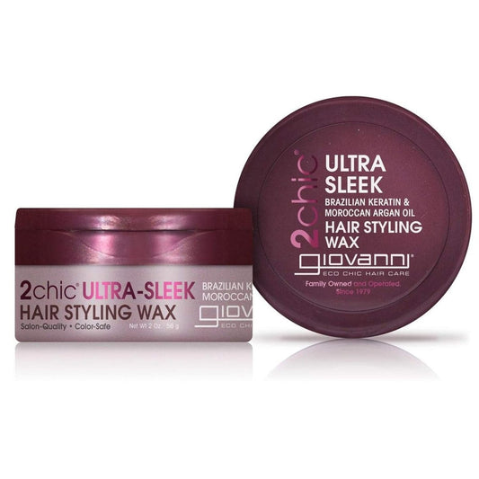 GIOVANNI 2chic Ultra Sleek Hair Styling Wax - Brazilian Phyto-Keratin & Moroccan Argan Oil, Strong Hold, Anti-Frizz, No Parabens, Color Safe - 2 oz Avelisse