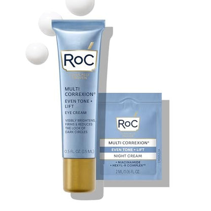 RoC Multi Correxion 5 in 1 Anti-Aging Eye Cream for Puffiness, Under Eye Bags & Dark Circles - 0.5 oz with Night Cream Packette Avelisse