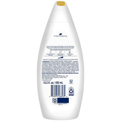 Dove Purely Pampering Body Wash 2-Pack – Shea Butter & Vanilla, 15.2 oz Each for Soft, Smooth Skin Avelisse