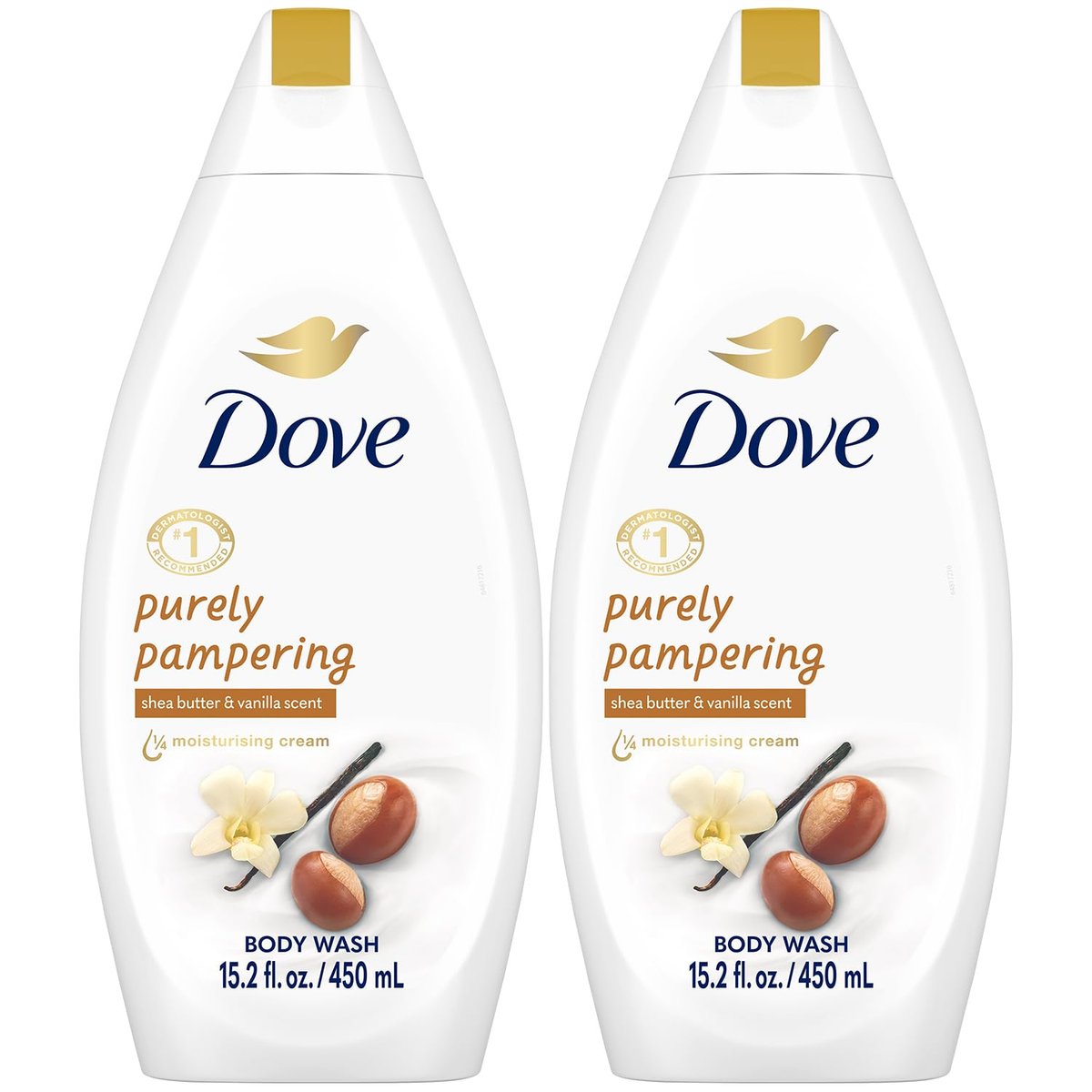 Dove Purely Pampering Body Wash 2-Pack – Shea Butter & Vanilla, 15.2 oz Each for Soft, Smooth Skin Avelisse