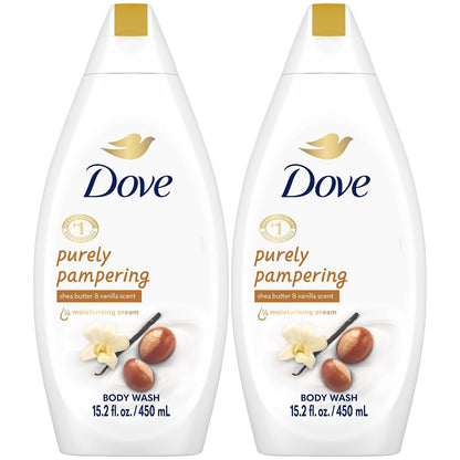 Dove Purely Pampering Body Wash 2-Pack – Shea Butter & Vanilla, 15.2 oz Each for Soft, Smooth Skin Avelisse