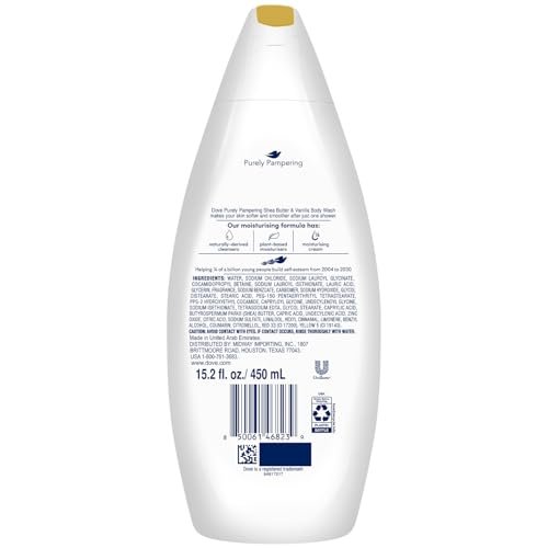 Dove Purely Pampering Body Wash 2-Pack – Shea Butter & Vanilla, 15.2 oz Each for Soft, Smooth Skin Avelisse