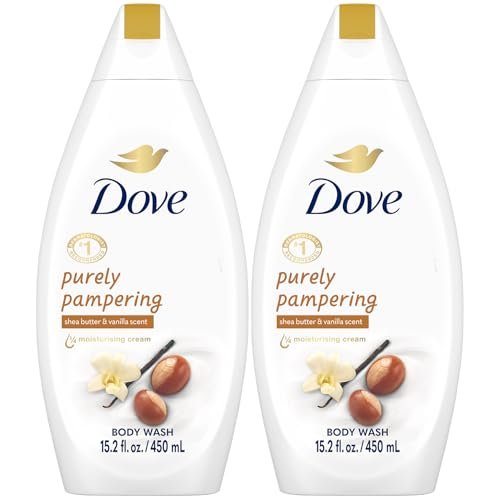 Dove Purely Pampering Body Wash 2-Pack – Shea Butter & Vanilla, 15.2 oz Each for Soft, Smooth Skin Avelisse