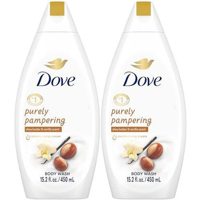 Dove Purely Pampering Body Wash 2-Pack – Shea Butter & Vanilla, 15.2 oz Each for Soft, Smooth Skin Avelisse