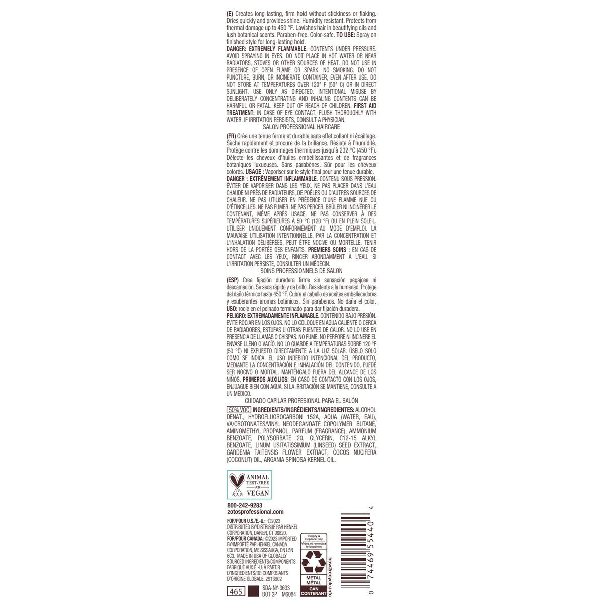 Bain de Terre Infinite Hold Firm Finishing Spray - Lasting Control & Shine, Heat & Humidity Protection, Argan & Monoi Oils, Paraben-Free, Color-Safe, Vegan, 9.1 Fl Oz Avelisse