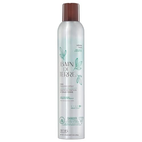Bain de Terre Infinite Hold Firm Finishing Spray - Lasting Control & Shine, Heat & Humidity Protection, Argan & Monoi Oils, Paraben-Free, Color-Safe, Vegan, 9.1 Fl Oz Avelisse