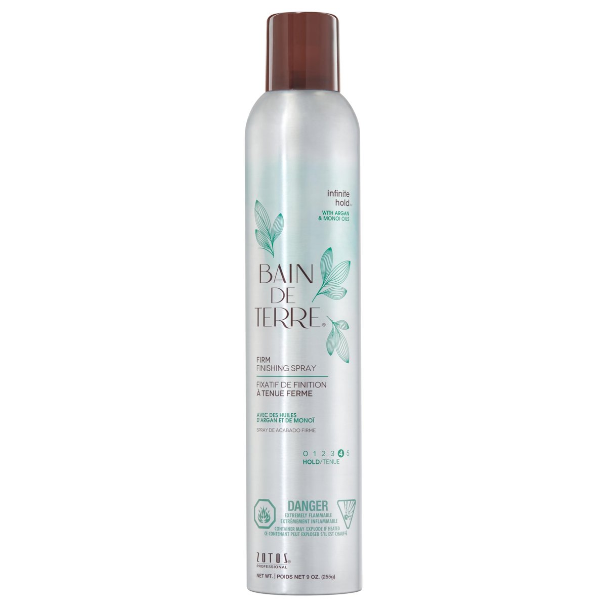 Bain de Terre Infinite Hold Firm Finishing Spray - Lasting Control & Shine, Heat & Humidity Protection, Argan & Monoi Oils, Paraben-Free, Color-Safe, Vegan, 9.1 Fl Oz Avelisse