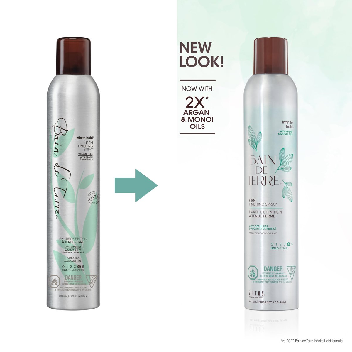 Bain de Terre Infinite Hold Firm Finishing Spray - Lasting Control & Shine, Heat & Humidity Protection, Argan & Monoi Oils, Paraben-Free, Color-Safe, Vegan, 9.1 Fl Oz Avelisse