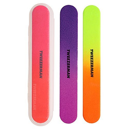 Tweezerman Neon Hot Nail Filemates - 3 Count Emery Nail Files for Natural and Acrylic Nails