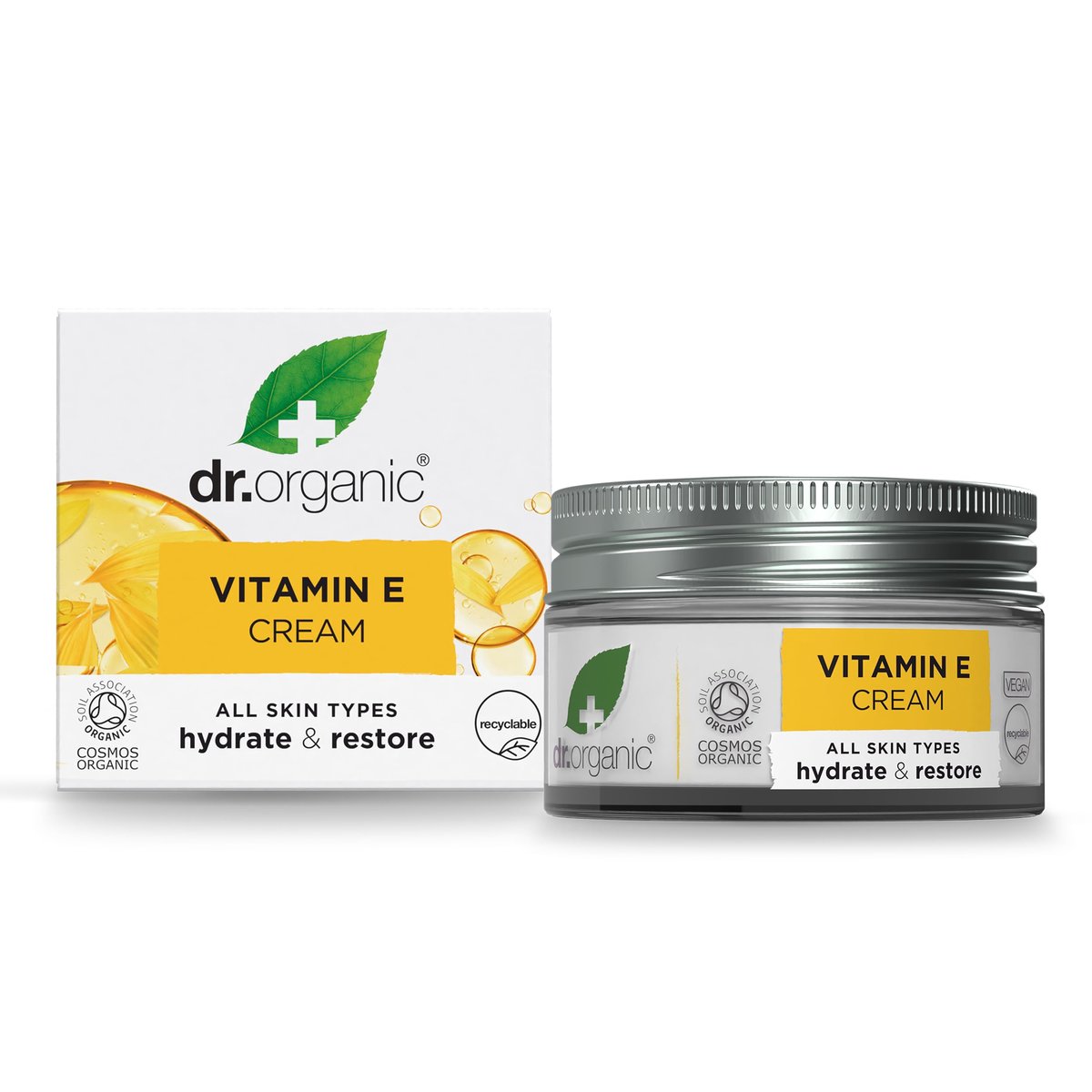 Dr. Organic Vitamin E Moisturising and Restoring Cream - Deeply Hydrates, Restores Natural Balance, Certified Organic, 50 mL Avelisse