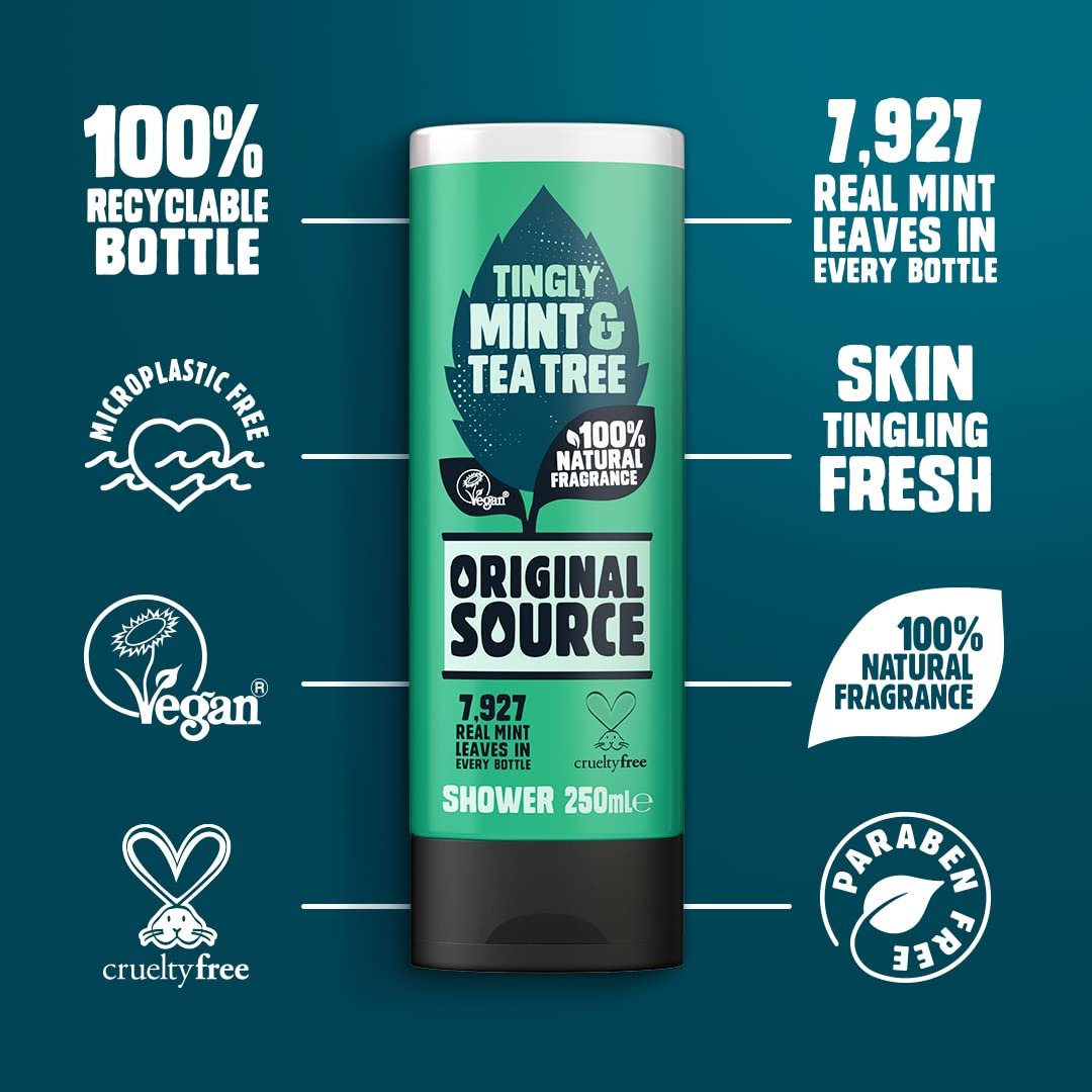 Original Source Tea Tree & Mint Shower Gel 250ml (Pack of 6) Avelisse