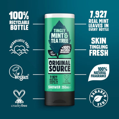 Original Source Tea Tree & Mint Shower Gel 250ml (Pack of 6) Avelisse