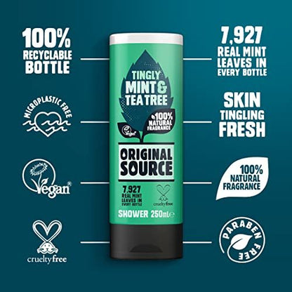 Original Source Tea Tree & Mint Shower Gel 250ml (Pack of 6) Avelisse