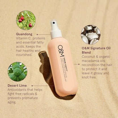O&M Know Knott Hair Detangler Spray - Leave-In Conditioner Mist for Women & Kids, Detangling Spray with Vitamin B & Argan Oil, UV Protection, After Swim & Hair Cutting Spray, Cruelty Free & Vegan, 8.4 oz