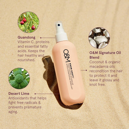 O&M Know Knott Hair Detangler Spray - Leave-In Conditioner Mist for Women & Kids, Detangling Spray with Vitamin B & Argan Oil, UV Protection, After Swim & Hair Cutting Spray, Cruelty Free & Vegan, 8.4 oz