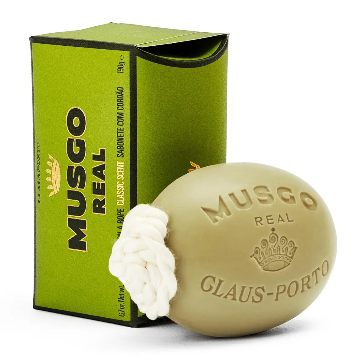 Claus Porto Musgo Real Classic Scent Soap on a Rope – Woody Violet with Walnut Extract, Handcrafted Long-Lasting Body Soap for Men & Women (6.7 oz) Avelisse
