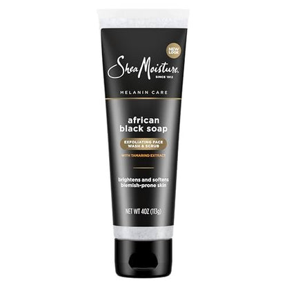 SheaMoisture African Black Soap Facial Wash and Scrub for Blemish Prone Skin, 4 oz