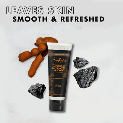 SheaMoisture African Black Soap Facial Wash and Scrub for Blemish Prone Skin, 4 oz