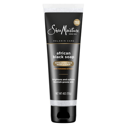 SheaMoisture African Black Soap Facial Wash and Scrub for Blemish Prone Skin, 4 oz