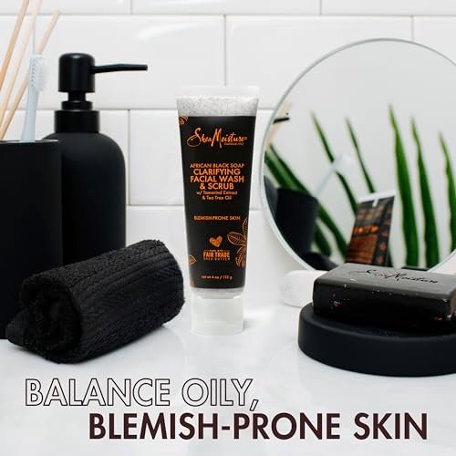 SheaMoisture African Black Soap Facial Wash and Scrub for Blemish Prone Skin, 4 oz - görsel 7