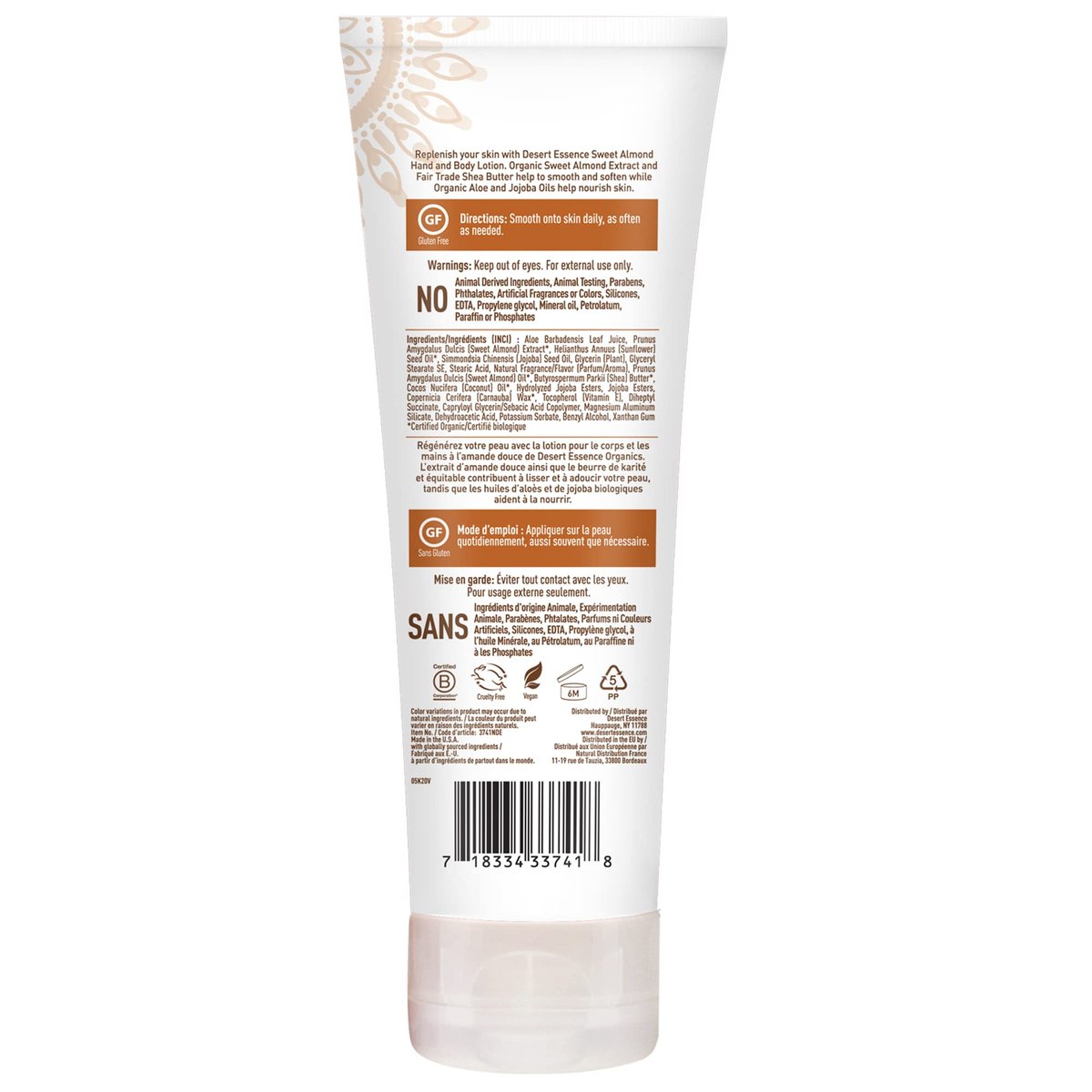 Desert Essence Hand and Body Lotion, Sweet Almond, 8 oz - görsel 5