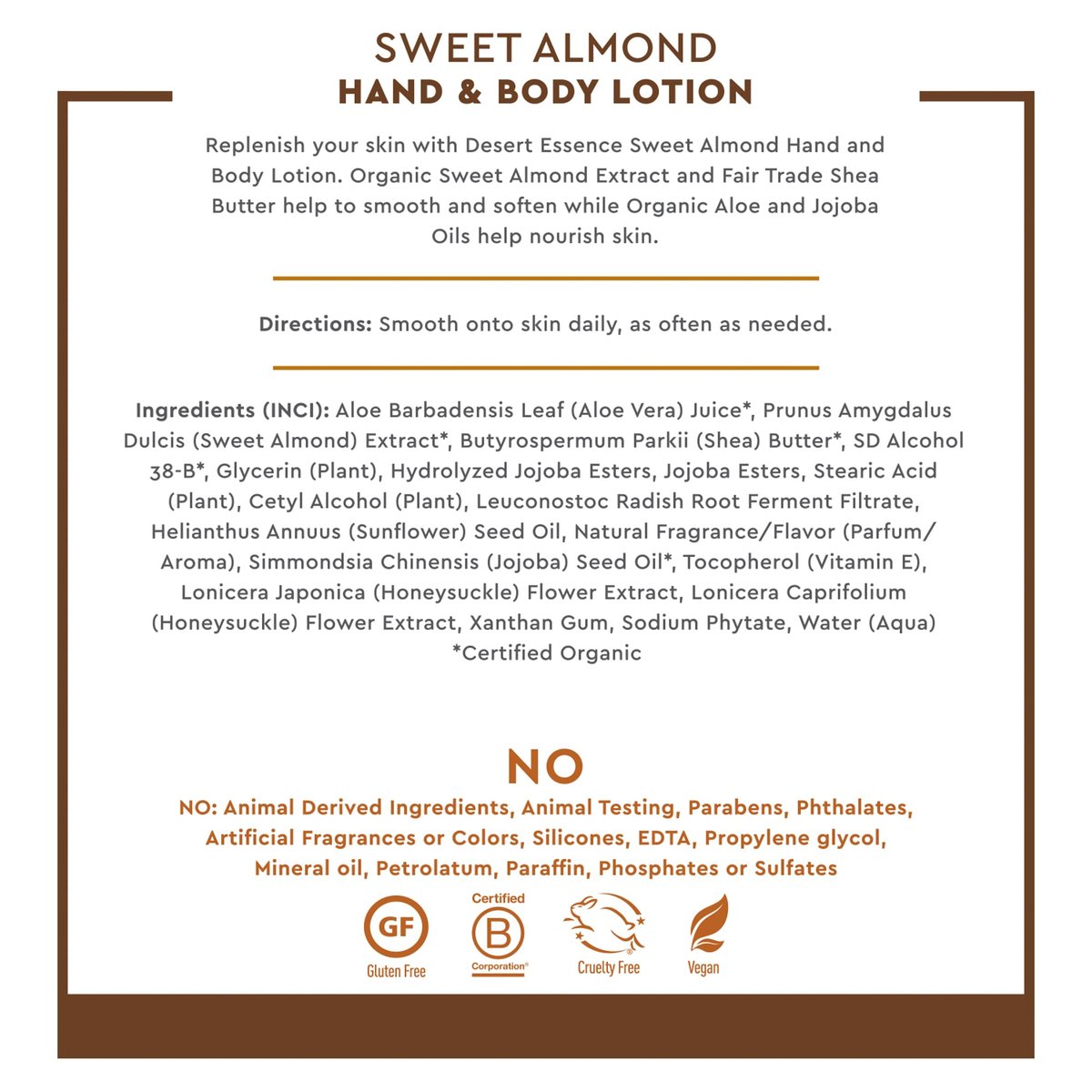 Desert Essence Hand and Body Lotion, Sweet Almond, 8 oz - görsel 9