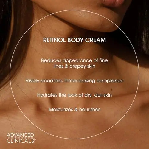 Advanced Clinicals Retinol Body Lotion & Face Moisturizer - Anti Aging Cream for Fine Lines, Wrinkles & Crepe Skin, 16 oz Avelisse