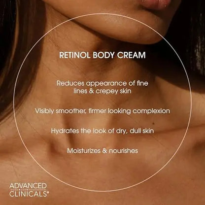 Advanced Clinicals Retinol Body Lotion & Face Moisturizer - Anti Aging Cream for Fine Lines, Wrinkles & Crepe Skin, 16 oz Avelisse
