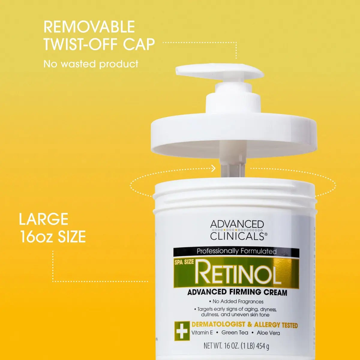 Advanced Clinicals Retinol Body Lotion & Face Moisturizer - Anti Aging Cream for Fine Lines, Wrinkles & Crepe Skin, 16 oz Avelisse