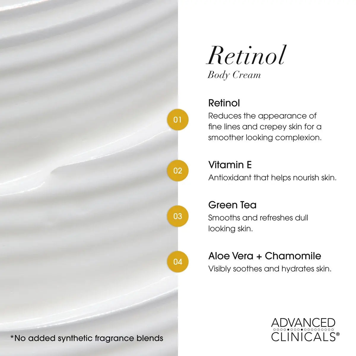 Advanced Clinicals Retinol Body Lotion & Face Moisturizer - Anti Aging Cream for Fine Lines, Wrinkles & Crepe Skin, 16 oz Avelisse