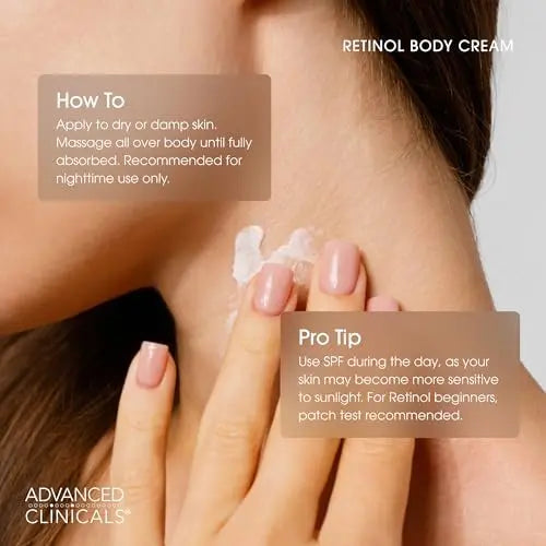 Advanced Clinicals Retinol Body Lotion & Face Moisturizer - Anti Aging Cream for Fine Lines, Wrinkles & Crepe Skin, 16 oz Avelisse
