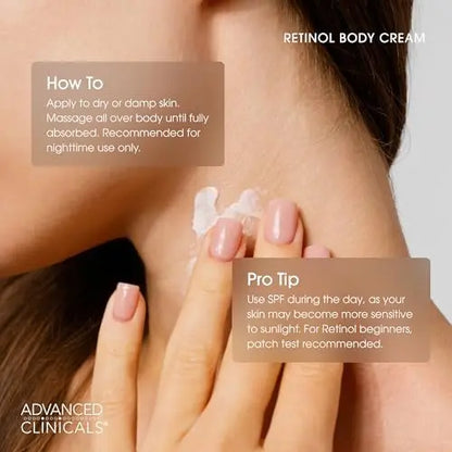 Advanced Clinicals Retinol Body Lotion & Face Moisturizer - Anti Aging Cream for Fine Lines, Wrinkles & Crepe Skin, 16 oz Avelisse