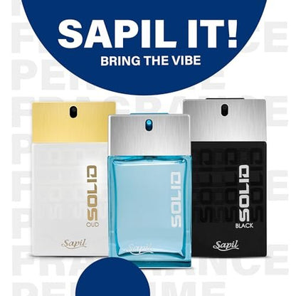 Sapil Solid Eau de Toilette for Men – Long-Lasting Citrus, Woody, Musky & Warm Spicy Scent – 3.4 oz (100ml) Premium Arabic Toilette