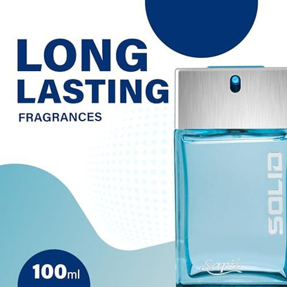 Sapil Solid Eau de Toilette for Men – Long-Lasting Citrus, Woody, Musky & Warm Spicy Scent – 3.4 oz (100ml) Premium Arabic Toilette