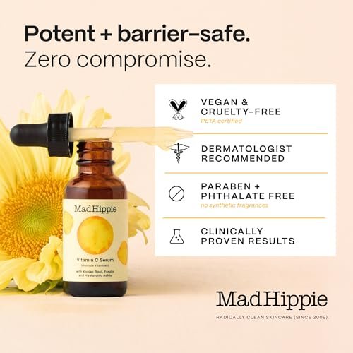 Mad Hippie Vitamin C Serum – Brightening Face Serum with C, E, Ferulic Acid & Hyaluronic Acid, 1.02 fl oz Avelisse