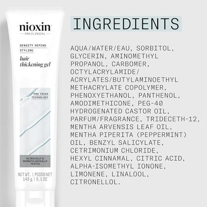 Nioxin Density Defend Hair Thickening Gel - Volumizing Gel for Fuller Hair, No Stickiness or Stiffness, 5.1 Fl Oz