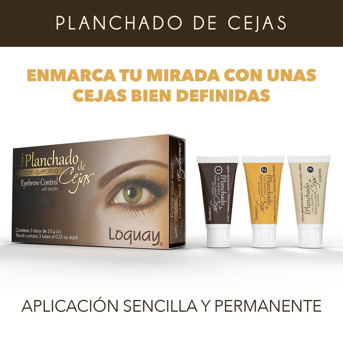 Loquay Keratin Eyebrow Straightening Control Kit - 3 Step Treatment, 10g Each, Professional Eyebrow Lamination Kit with Comb Avelisse