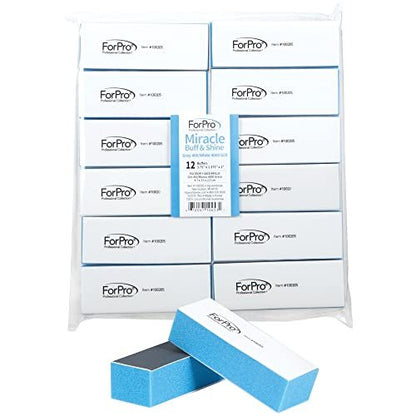 ForPro Professional Collection Miracle Buff & Shine - 12 Double-Sided Nail Buffers (Grey 400/White 4000 Grit) Avelisse