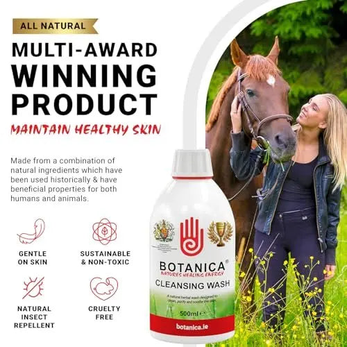 Botanica Cleansing Wash: Premium Horse Skin Cleanser & Equine Coat Care Wash with Aloe Vera, Tea Tree, Lavender & Comfrey - 500 ml Avelisse
