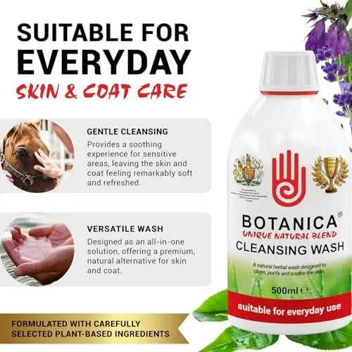 Botanica Cleansing Wash: Premium Horse Skin Cleanser & Equine Coat Care Wash with Aloe Vera, Tea Tree, Lavender & Comfrey - 500 ml Avelisse