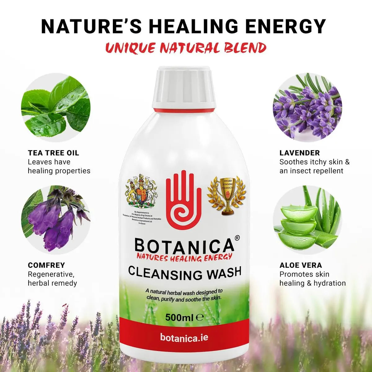 Botanica Cleansing Wash: Premium Horse Skin Cleanser & Equine Coat Care Wash with Aloe Vera, Tea Tree, Lavender & Comfrey - 500 ml Avelisse